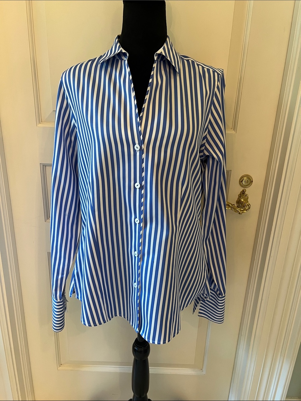 Classic Blue and White Striped Button-Up Shirt